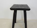 an image of a black stool sitting on top of a cement floor