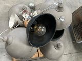un chien debout à côté d'une borne d'incendie et une borne d'incendie