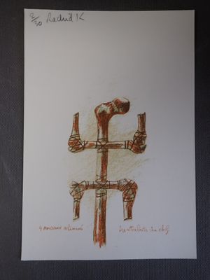 le dessin d'une œuvre d'art sur une feuille de papier