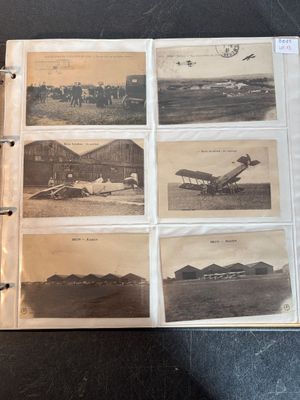 an old photo of a book with pictures of airplanes on it