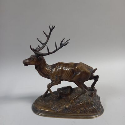Jules MOIGNIEZ (1835-1894) Cerf à l'écoute.