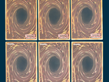 four different images of a black hole in the middle of a blue background