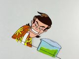 an image of a cartoon of a man with a fish bowl