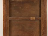 an old wooden box with a wooden handle on a white background