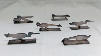 YOREL. Lot de six PORTE-COUTEAUX zoomorphes Métal argenté 8 …