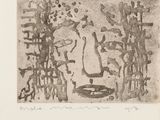 an image of a black and white drawing of a man ' s face