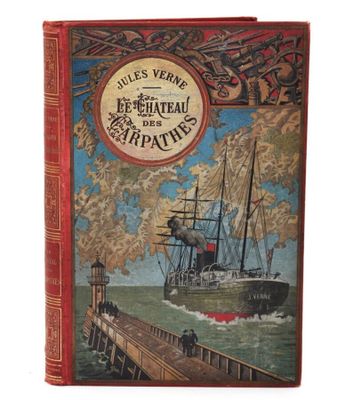 un vieux livre avec l'image d'un bateau sur la couverture