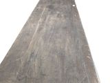 a long wooden table with a wooden top on a white background