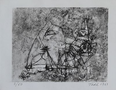 drawing of a black and white image of a man with a boat
