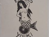 a black and white drawing of a mermaid with the words ex libris yoki on it