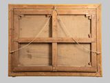 a picture of an old wooden window with a rope hanging from it
