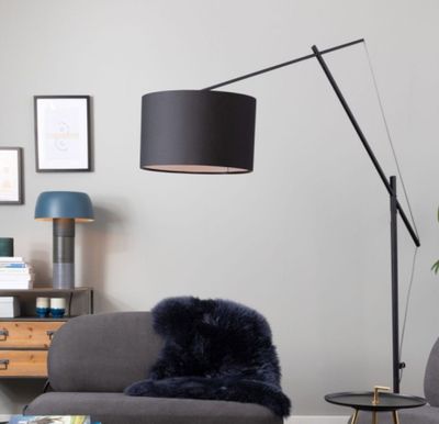 Lampadaire en tissu et métal noir , dimensions: 50x168x210 c…