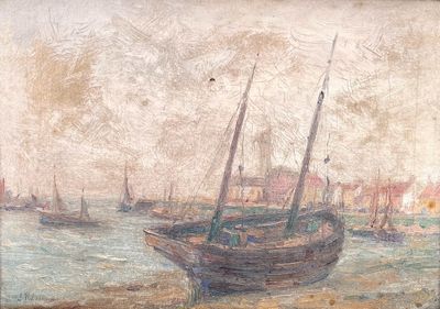 J. RIBEAUCOURT - Bateau de pêche dans le port (Les Sables d'…