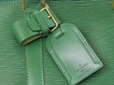 louis vuitton green epi leather luggage tag with gold hardware