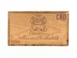 a wooden box that has a label on it