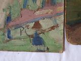 two pieces of art that have been painted on a table