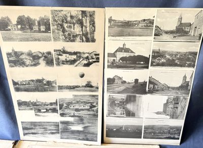 plusieurs vieilles photographies en noir et blanc représentant une ville et un fleuve