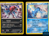 two pokemon cards are shown side by side on a black background