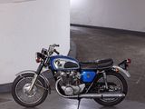 a motorcycle that is parked in a parking garage