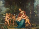 une image d'une peinture représentant une femme tenant un bébé