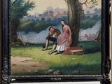 une image représentant un tableau où l'on voit une femme et un homme assis sous un arbre
