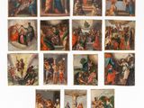 an image of a group of paintings of people and animals