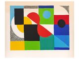 an image of a painting with different colors and shapes on a white background