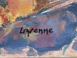 an oil painting of a butterfly with a name written on it