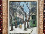 une image représentant une peinture d'une scène de rue avec une borne d'incendie dans la neige