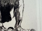 a black and white drawing of a monkey sitting on a branch