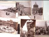 many old photos of a city on the wall