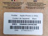 the back of an apple iphone is shown with a barcode on it