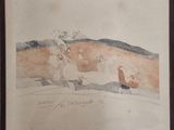 dessin représentant un homme et une femme assis sur une plage