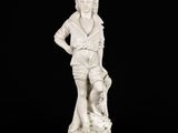 an image of a statue of a boy with a dog on a black background