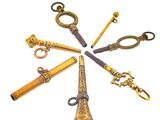five different types of keys in a circle on a white background