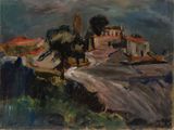 une image représentant un tableau d'une petite ville située sur une colline