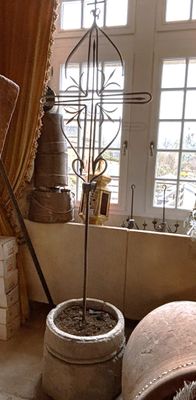 Crucifix en fer forgé avec socle en pierre H 260 X 80cm - Photo 1