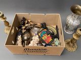 a box of assorted items sitting on a table