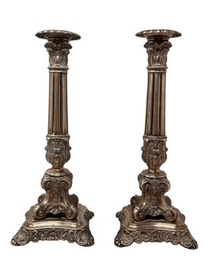 pair of antique silver candlesticks
