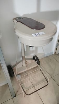 a small table with a skateboard on top of it