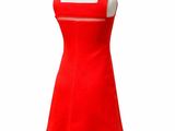the back of a red dress on a mannequin mannequin