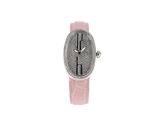 une photo d'une montre avec un bracelet rose