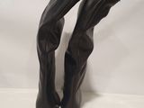 person over the knee black leather boots with bow accent