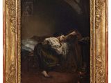 un tableau représentant une femme allongée sur un lit dans une chambre