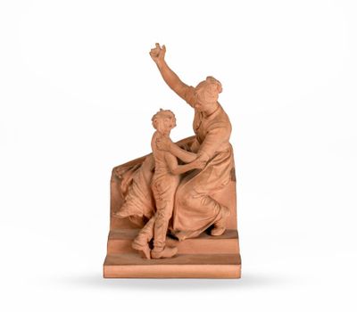 an image of a statue of a man and a woman sitting on a bench