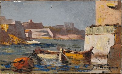 une image d'une peinture de bateaux dans un plan d'eau