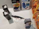 a bag of chips and a razor on a table