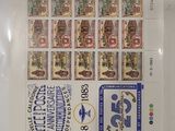 a picture of a collection of stamps on a sheet of paper