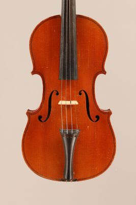 a close up of a violin with a bow on a white background