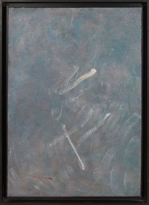 une peinture à l'huile représentant un homme tenant une croix dans la main